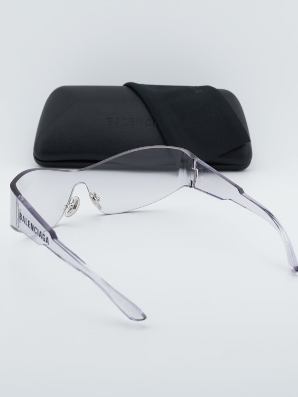 Balenciaga BB0257S 002 Women Cat Eye Rimless Sunglasses - Clear - Picture 6 of 10